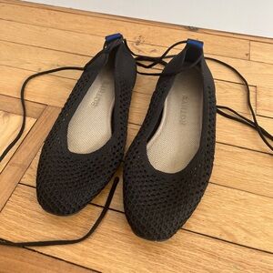 Rothy's Black Lace Up Perforated Flats